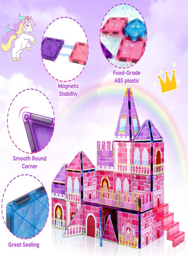 Tsomtto Magnetic Tiles for Girls - Princess Magnetic Blocks Building Toys for Kids Ages 3-5 4-8 Toddler STEM Educational Learning Sensory Toys for 3 4 5 6 7 8 9+ Year Old Boys Girls Valentine Birthday Gifts - Image 5